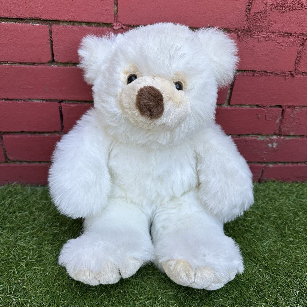 Vintage Teddy Bear White‎ Brown Nose Plush Stuffed Animal Toy 17" Kidcore Lovey